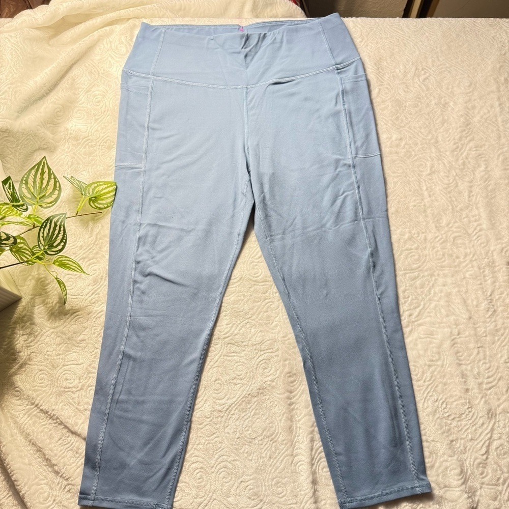 Skechers Blue High Rise Leggings with Side Pockets Size XL